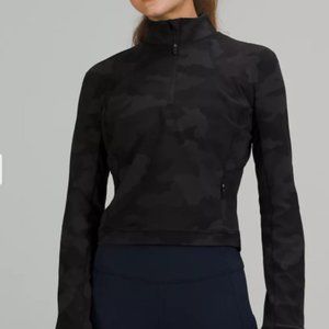 Rulu Run Cropped Camo Print Half Zip